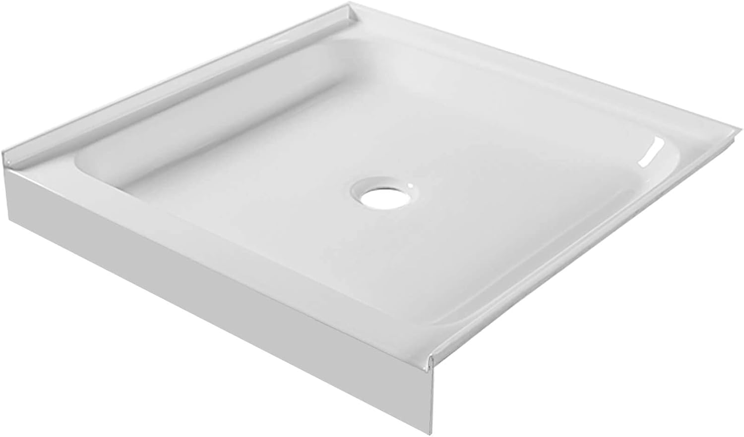 Fine Fixtures Single Threshold Acrylic Shower Base - Non-Slip Textured Surface, Durable Shower Floor Pan 30" x 30" for Easy Installation, White Color for Modern Bathrooms