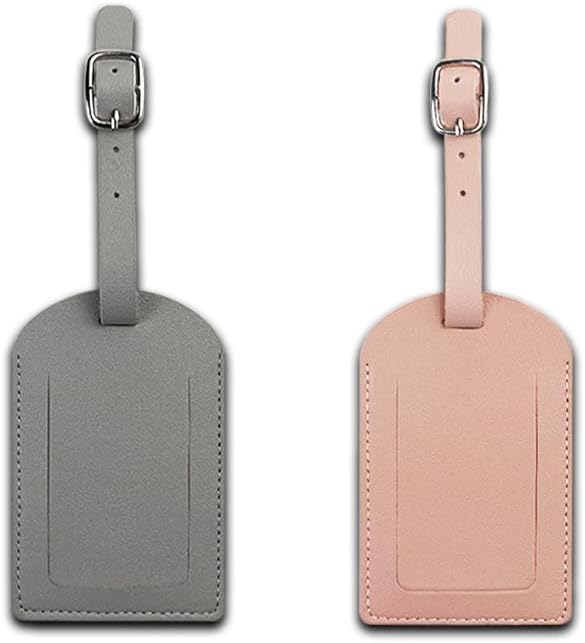 Nazeauf 2pcs Leather Suitcase Tags - PU Leather Luggage Tags for Suitcases, with Privacy Protection Cover, Preventing Loss of Bags