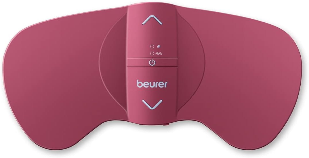 Beurer EM50 TENS Unit and Heating Pad - Portable Period Cramps Pain Relief, Rechargeable, Auto Shut-Off, 15 TENS Levels, Fast Heating, for Drug-Free Menstrual or Lower Back Pain Relief