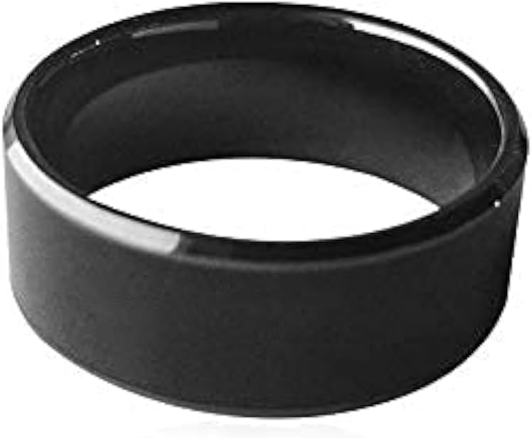 Waterproof Ceramic NFC Ring, NFC Forum Type 2 215 496 bytes Chip Universal for Mobile Phone, All-round Sensing Technology Wearable Smart Ring, Wide Surface Fasion Ring(9#)