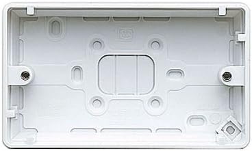 MK Electric K2142WHI Moulded Surface Mounting Box for 2 Gang Logic Plus Power Accessories, White, 30 mm