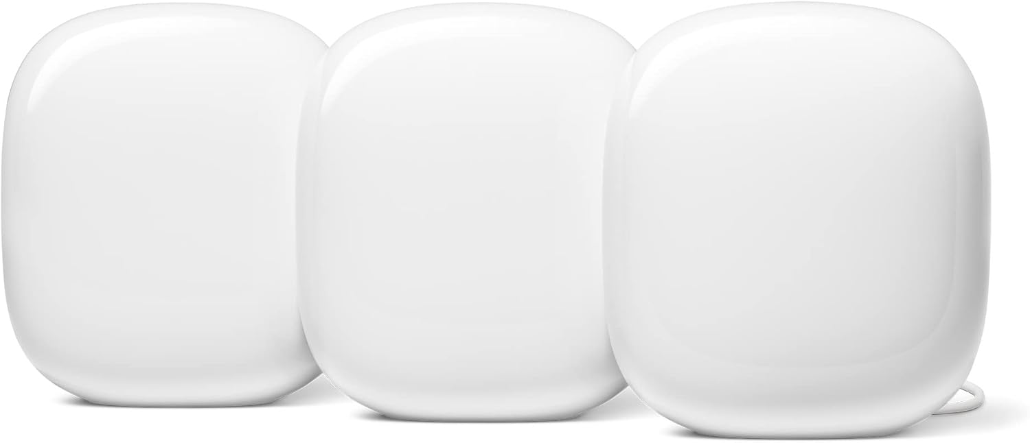 Google Wifi Pro – Wi-Fi 6E Reliable home system with fast speed and whole-home coverage Mesh router snow, 3-Pk