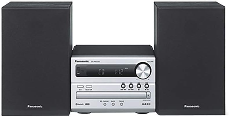 Panasonic SC-PM250EB-S Micro Hi-Fi Compact Stereo System with CD Player, FM Radio, USB & Bluetooth, 20W Speakers, Rich Bass & Clear Sound, Silver