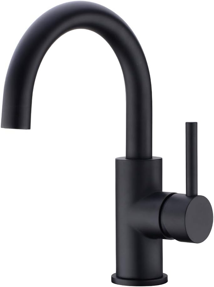 CREA Black Bathroom Faucet Brushed Nickel, Prep Wet Bar Sink Faucet Stainless Steel Single Hole Small Kitchen Faucet with 4 Inch Deck Plate, Mini Faucet Outdoor Tap for Farmhouse Vanity Sink Lavatory