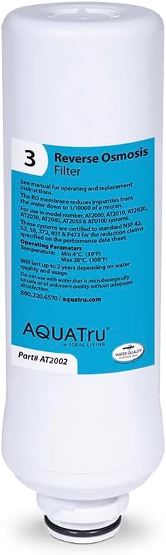 AquaTru - Replacement Reverse Osmosis Filter (Stage 3) for Countertop Reverse Osmosis Water Filter Purification System (AquaTru Classic, Classic Smart & Under Sink AquaTru Water Purifier Filter)