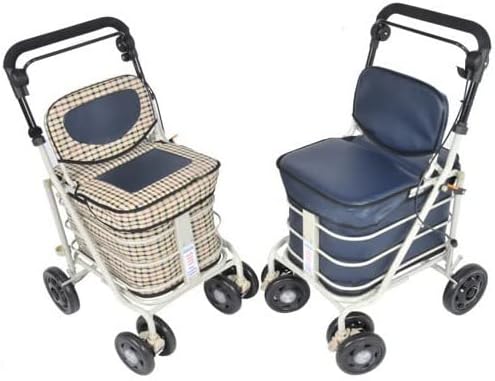 The Ultimate Shopping Trolley with Backrest and Seat (FULLY ASSEMBLED READY TO USE) - NAVY