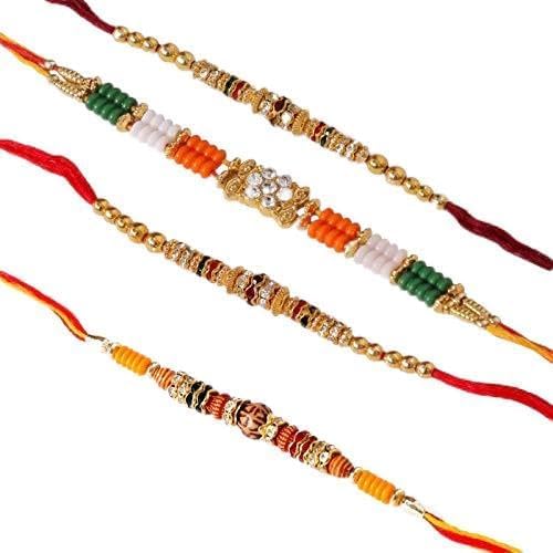 Designer Independence Day Rakhi Set(Pack of 4), Metal, Diamond