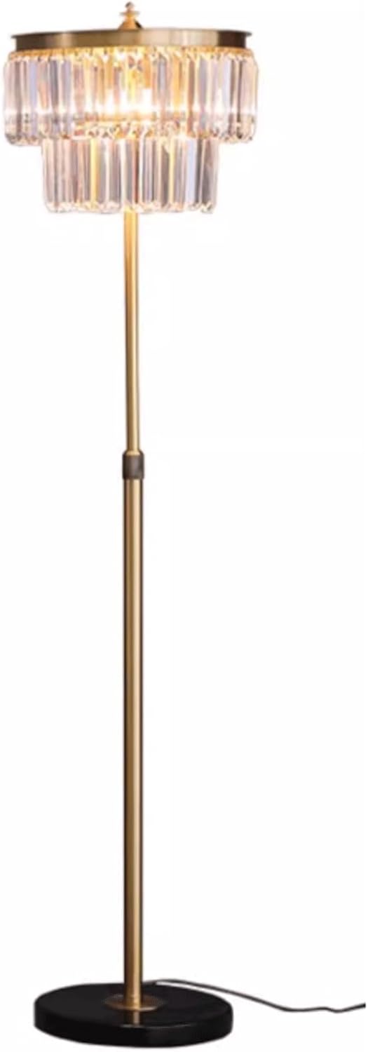 MRNVOGUN Metal Standing Lamp Reading Light Floor Lamp with Crystal Lampshade High Pole Lamp Black Marble Base Standing Light Standing Lamp