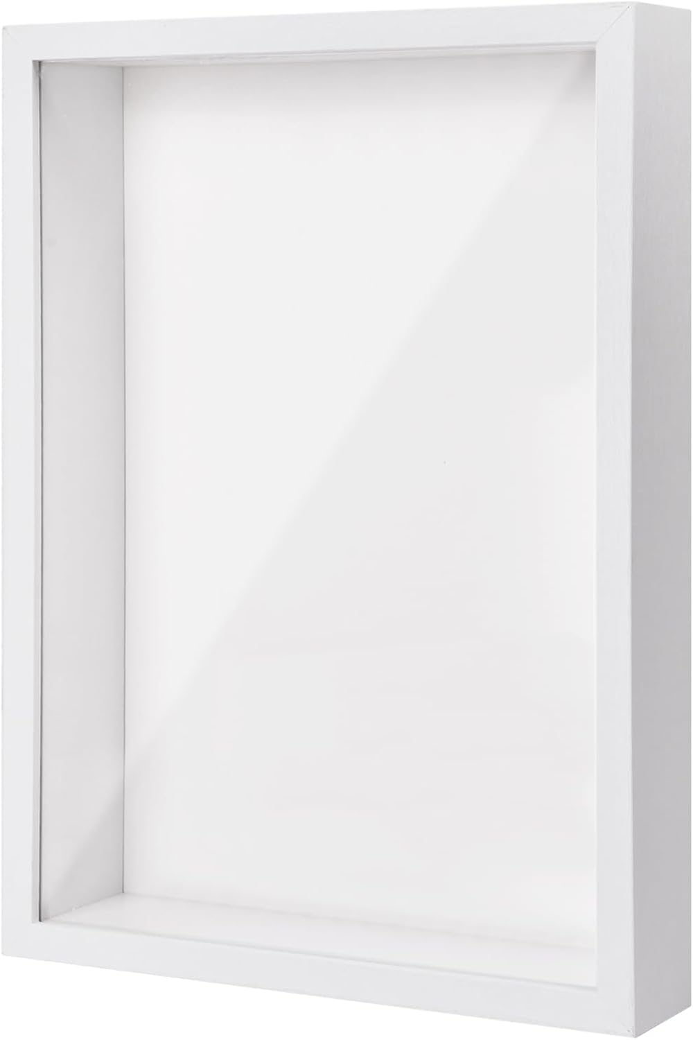 3D Shadow Box A4, 22.7x31.4 cm Deep Box Photo Frame for Tabletop and Wall, Wooden 3D Picture Frame Display Box for Crafts Memorabilia Flower Tickets Medal (White 3CM)