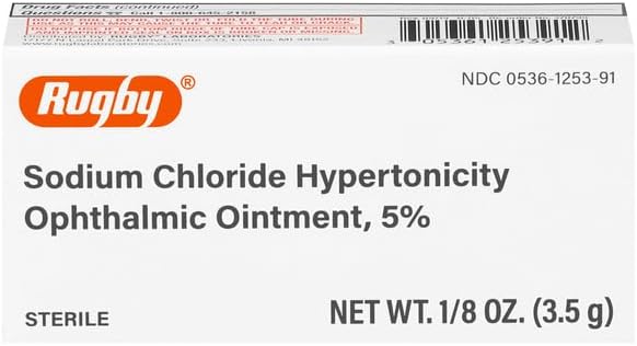 Rugby Sodium Chloride Hypertonicity Ophthalmic Ointment 5% - 50 mg Sodium Chloride Eye Ointment for Temporary Corneal Edema Relief - Made With Lanolin and Mineral Oil - Alcohol-Free 0.125 Oz. (3 Pack)