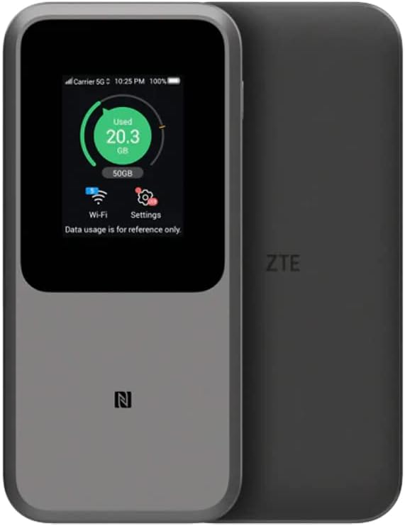ZTE MU5120 – the most powerful portable 5G WiFi hotspot, huge 10000mAh battery, 18W reverse charge, NFC, 2.4” touch screen, connects 64 devices – Sim Slot UNLOCKED