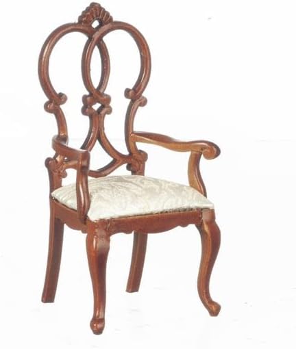 Dolls House Queen Anne Croix Side Chair Walnut Platinum Dining Room Furniture