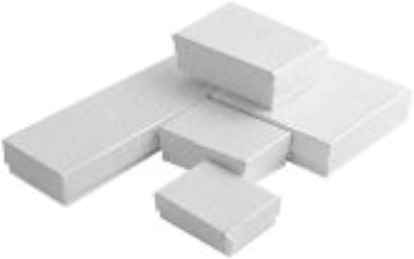 TheDisplayGuys - 100-Pack #99 Cotton Filled Cardboard Paper Jewelry Boxes Gift Case - White Swirl (5 Sizes Assortment) - for Shipping or Storage