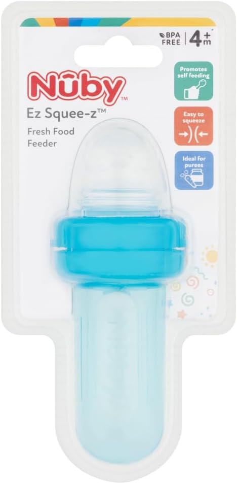 Nuby EZ Squeeze Weaning Self Feeder Baby Spoon, Blue