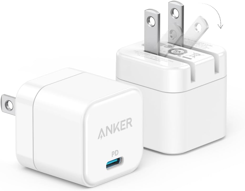 Anker 20W Fast USB C Charger with Foldable Plug, PowerPort III 20W Cube Charger for iPhone 16 Series, Galaxy, Pixel, iPad (Cable Not Included)