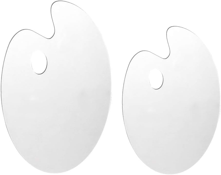 Clear Acrylic Paint Palette - 2pcs Acrylic Artist Palette - Non-Stick Oil Paint Palette - Art Transparent Paint Pallet, Oval Shaped Artist Painting Palette, Painting Palette (ellipse)