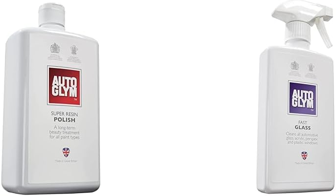 Autoglym Super Resin Polish, 1L - High Performance Car Polish & Fast Glass, 500ml - Car Window Cleaner