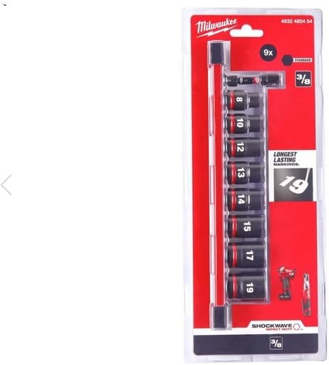 Milwaukee Impact Socket Set 4932480454 Molybdenum Chrom Steel, Black