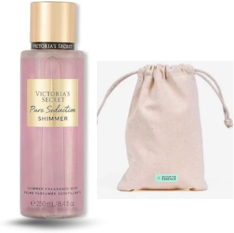 VS Pure Seduction Shimmer Body Spray and Savour the Essence Fabric Bag | Body Spray Womens