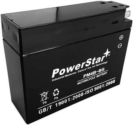 PowerStar 12V YT4B-BS AGM Sealed Battery for Yamaha SR400 VINO 50 YJ50R Classic