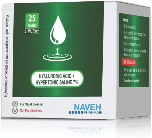 Nebuliz - Hypertonic Saline Solution 7% + Hyaluronic Acid Nebulizer Diluent for inhalators and Nasal Hygiene Clear Congestion from Airways&Lungs Reduce Mucus (25 Sterile Saline Bullets of 0.17 Fl Oz)