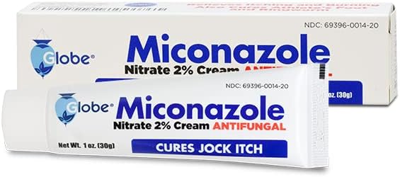 Globe Miconazole Nitrate 2% Antifungal Cream 1 oz, Cures Most Athletes Foot, Jock Itch, Ringworm and More. Compare to the Leading Name Brand