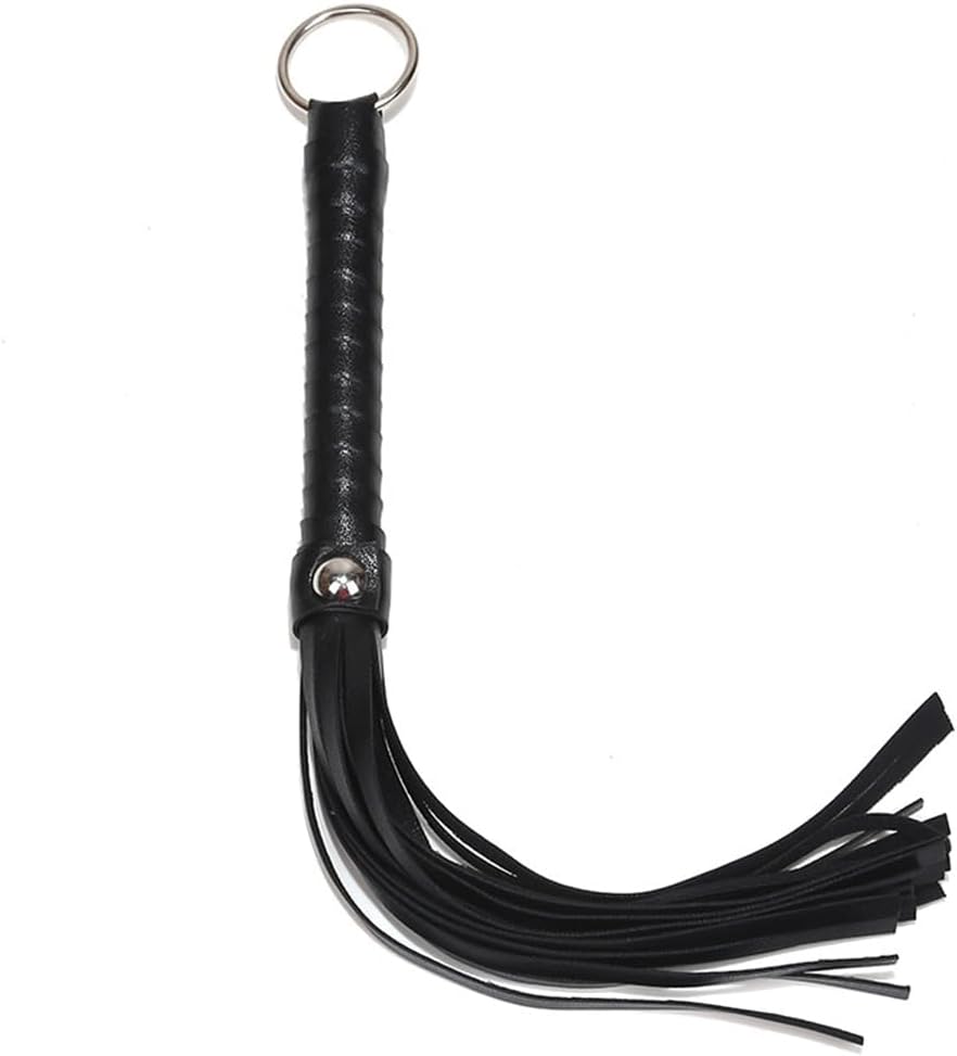 Tabanzhe 1psc 30cm Black Whip Props -Novelty Leather Pole Whip Durable Horse Riding Crop for Equestrian Performances Horse Training Stage Acts and Cosplay