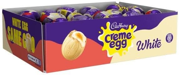 Cadbury Creme Egg - Easter Eggs White Chocolate, Cadburys Creme Eggs, With Cadbury White Creme Eggs - 48 White Creme Egg, Cadbury Eggs For Easter Egg Hunt, Kids Easter Eggs (48 x White Creme Eggs)
