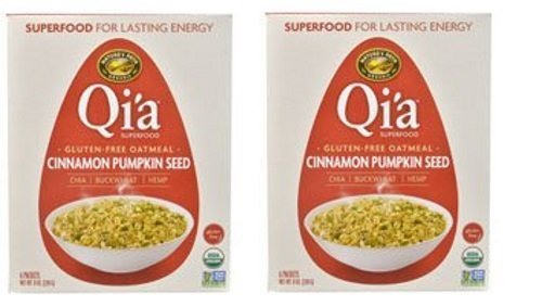 Qi'a Superfood Organic Hot Oatmeal - Cinnamon Pumpkin Seed - 2 Boxes with 6 Packets Each Box (12 Packets Total)