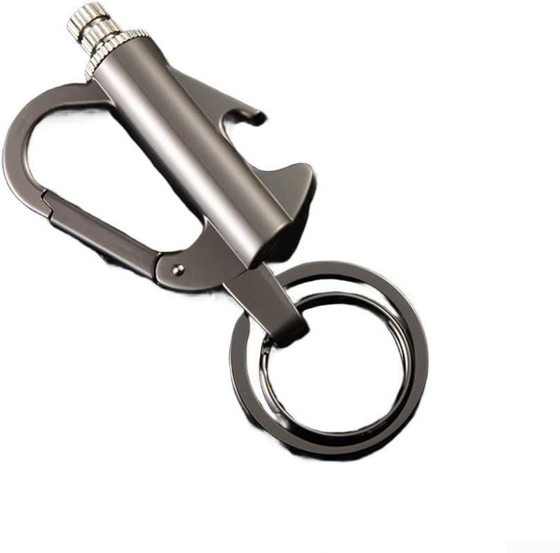 Zeroupshop 3-in-1 Permanent Match And Bottle Opener Keychain, Windproof Magnesium Core Fire Starter For Camping, Hiking, Survival, Outdoor Activities, Metal Design In Black, Gold Or Silver(Black)