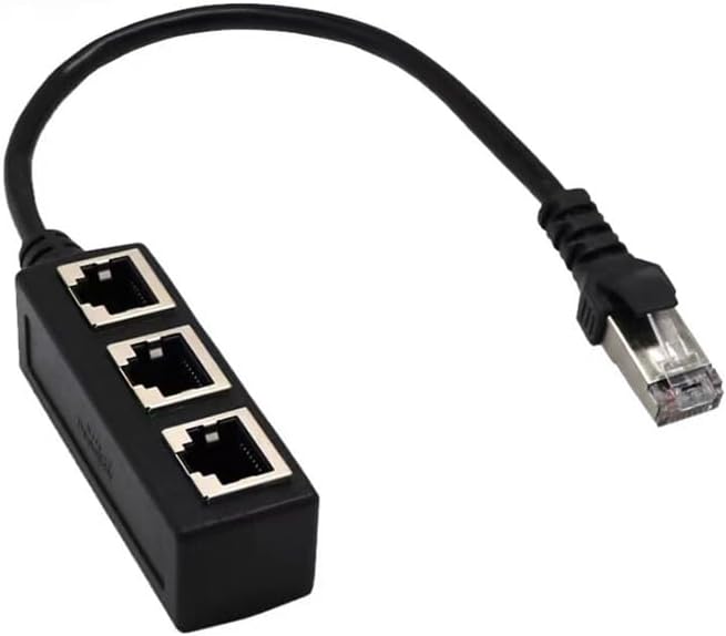 Magikl 1-2 Pack RJ45 Cable Splitter Ethernet Adapter 1 to 3 Port LAN Network Plug (2)
