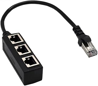 Magikl 1-2 Pack RJ45 Cable Splitter Ethernet Adapter 1 to 3 Port LAN Network Plug (2)