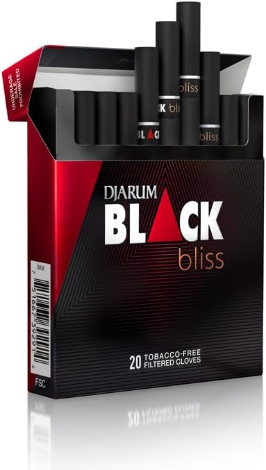 Djarum Black Bliss Ruby Tobacco & Nicotine Free Clove Filtered Cigarettes - 1 Box of 20 incl. Frugal Smoker Sticker