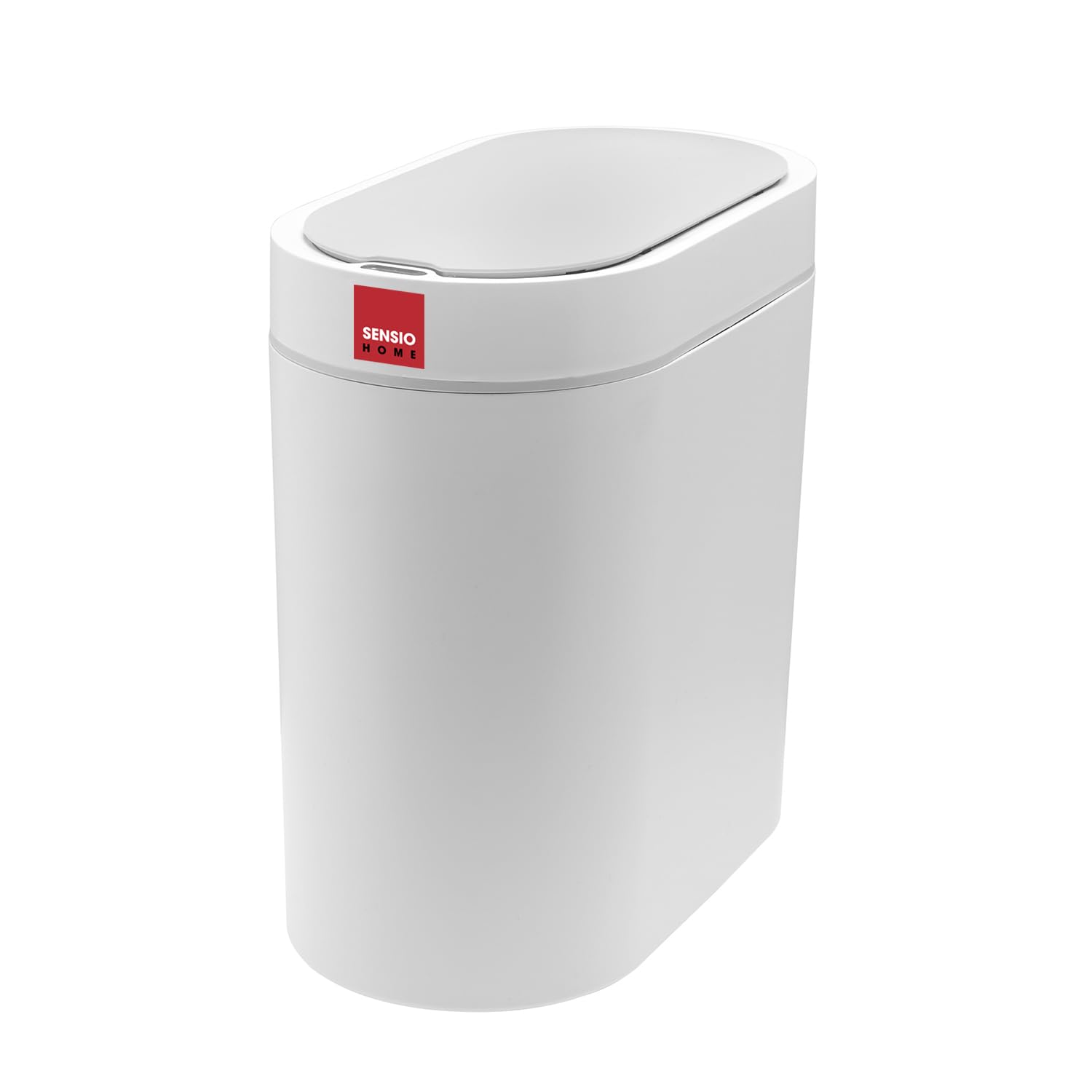 Sensio Home 5 Litre Waterproof Motion Sensor Trash Can Dust Bin with Auto Lid, Automatic Garbage Bin for Bedroom Kitchen Bathroom Living Room Office, White with Grey coloured Trim