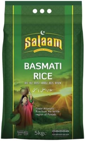 Salaam Premium Basmati Rice 5kg, Aromatic, Long Grain, Aged, Non-Sticky, Ideal for Biryani, Pilaf, and Everyday Meals