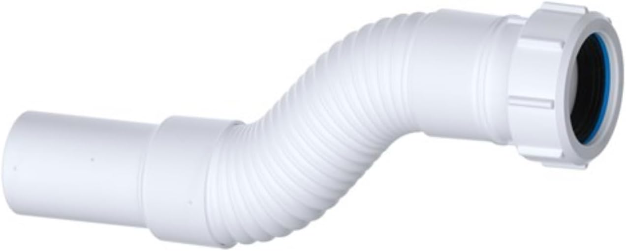 PlumbEZ Compact Flexible Waste Connector 1.1/4 Inch - 32mm Compression x Plain Spigot Drain and Shower Pipe - with Anti-Slip Ring