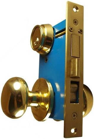 Maxtech Heavy Duty Ornamental Iron Gate Double Cylinder Mortise Lockset 2-1/2" Backset 1"X 7-1/8" Faceplate Polish Brass (Right Hand)