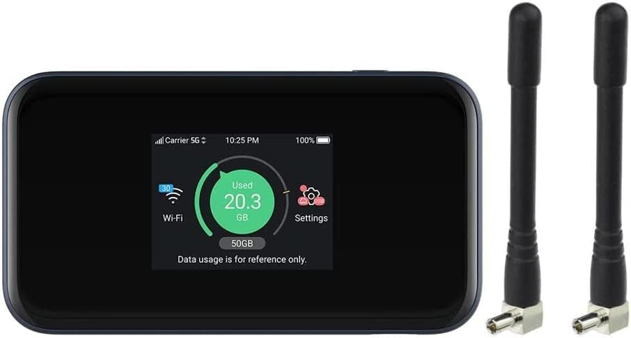 Unlocked MU5001 Touchscreen 5G Mobile Hotspot (Black) 3.8Gbps. Wi-Fi 6. Will work with any Mobile Network Worldwide. Includes 2 x External Antennas
