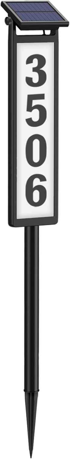 Solar Address Sign, House Numbers for Outside, Lighted Address Plaque Outdoor Waterproof, Illuminated LED Address Numbers for Yard Home