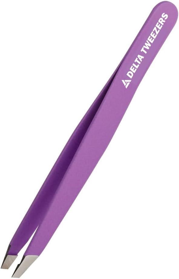 Delta Tweezer Eyebrow Tweezers for Women Facial Hair Pinzas Para Cejas Professional Stainless Steel Ingrown Facial Hair Removal Tweezer Men & Beauty & Personal Care Tools (1, Purple)