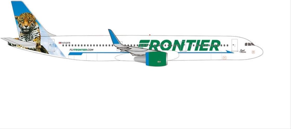 Daron Herpa 535847 Frontier Airlines Airbus A321 Aeroplane Building Miniature Models Collectible, Multicoloured