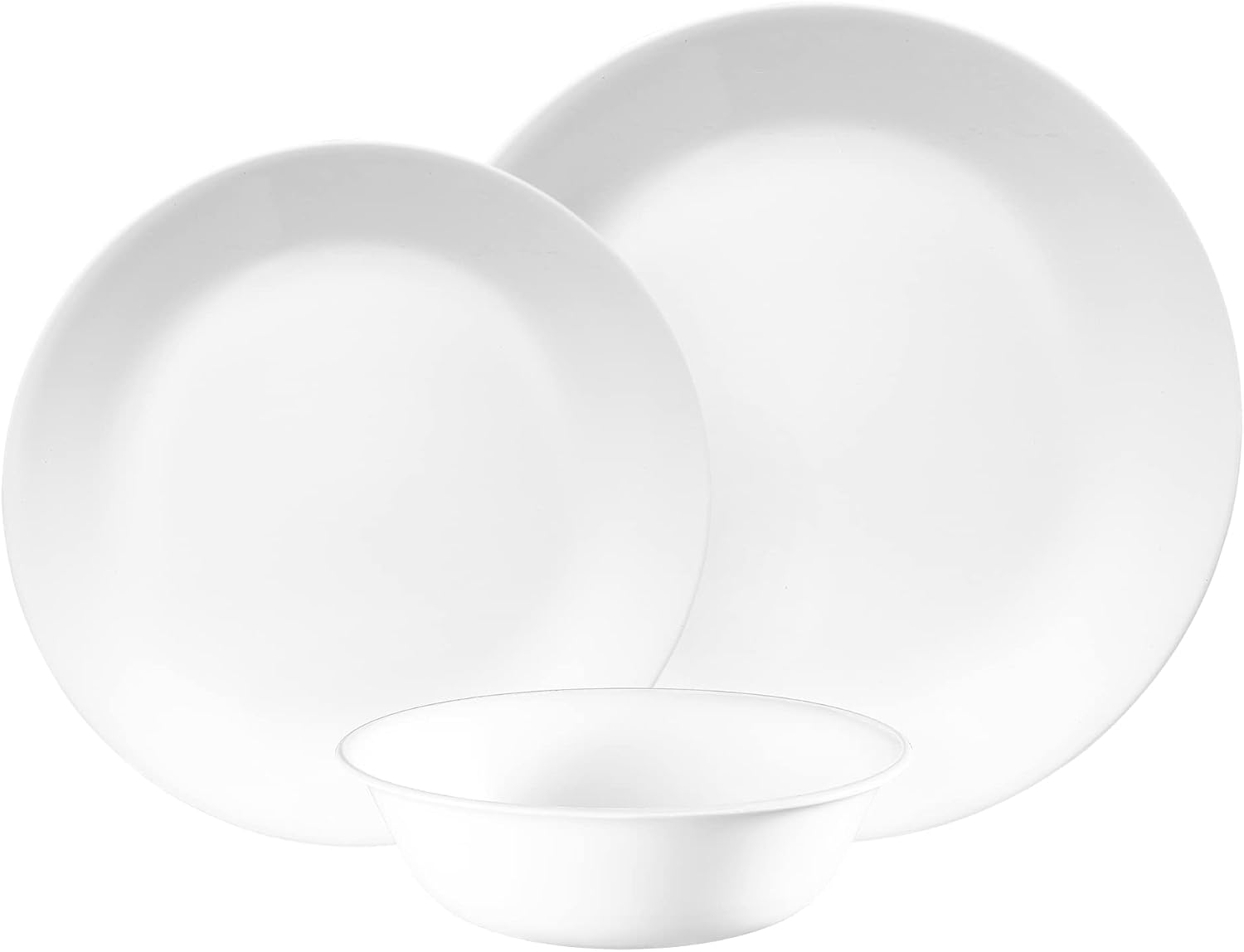 CORELLE Dinner Set (12-Piece, Winter Frosted White) for 4, 4 Dinner Plates, Dessert Plates and Bowls, 3 Times More Durable, Half the Space and Weight of Ceramic, Up to 80%