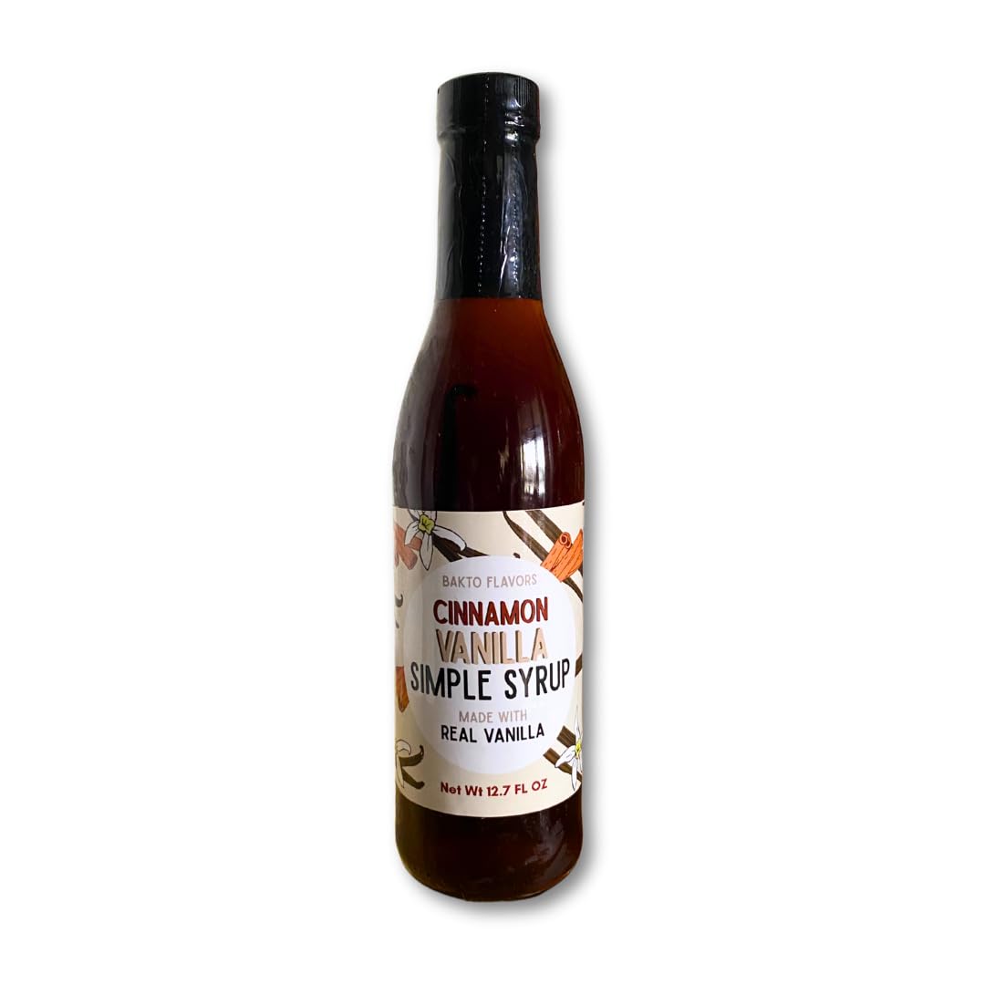 Cinnamon Vanilla Simple Syrup, 12.7 oz. For use in Cocktails, Coffee, and Cooking