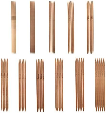 55Pcs Bamboo Knitting Needles Set Double Pointed Knitting Needles 11 Sizes from 2.0mm-5.0mm, 5.1In Length, Great for Socks, Gloves, Hats and Scarfs