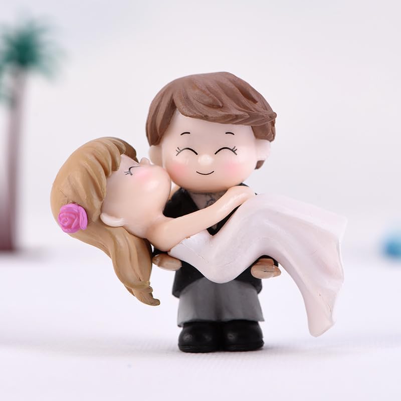 Lovers Bride Groom Statue for Fairy Garden,Dollhouse,Wedding Cake Toppers，Cake and Cupcake Toppers，Frosting, Icing and Decorations Edible Cake Toppers Cooking and Baking Pantry Staples