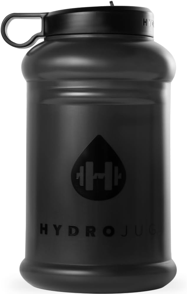 HydroJug Half Gallon Water Bottle 73oz - Refillable, Reusable Jug With Carry Handle - Leakproof Guarantee - Great For On-The-Go Hydration - Dishwasher Safe, BPA Free, Black (Pro Jug V2)