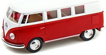 KiNSMART 1962 Volkswagen Classic Bus 1:32 Scale 5" Die Cast Metal Model Toy Van Pullback Acation (Red)