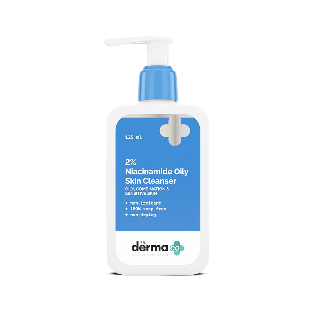 The Derma Co 2% Niacinamide Oily Skin Cleanser, Soap-Free, 4.23 Fl Oz/125ml