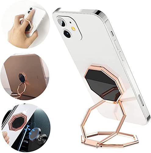 mciskin Cellphone Ring Holder Finger Kickstand, Foldable 360° Rotation Cell Phone Stand for Desk, Magnetic Car Mount, Metal Multi-Angle for Phone Back Grip Compatible with iPhone,iPad (Rose Gold)