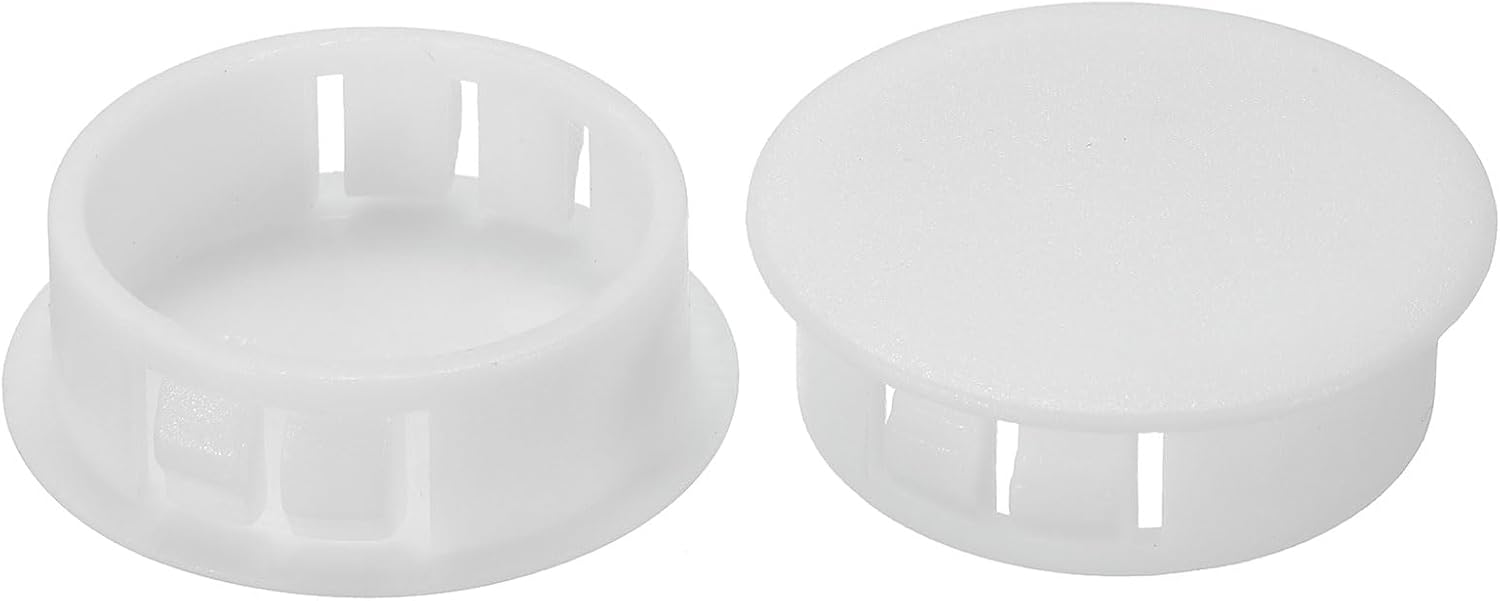 PATIKIL 30mm (1.2") Plastic Hole Plugs, 20Pcs Flush Type Round Hole Plugs Cover Snap in Locking Hole Tube for Table Kitchen Cabinet Furniture, White